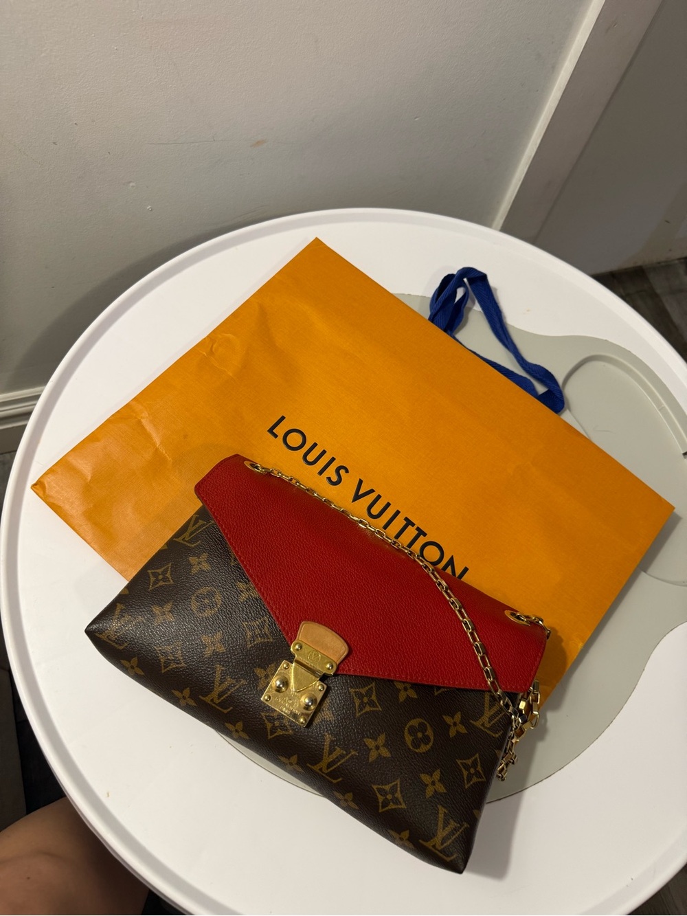Louis Vuitton Red & Brown Monogram Chain Crossbody Bag